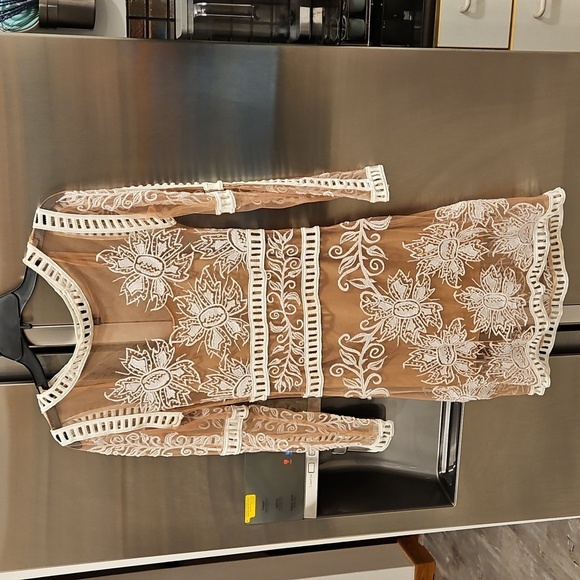 💕FOR LOVE & LEMONS💕 Desert Nights Mini Dress ~ White & Nude Small - Picture 9 of 15